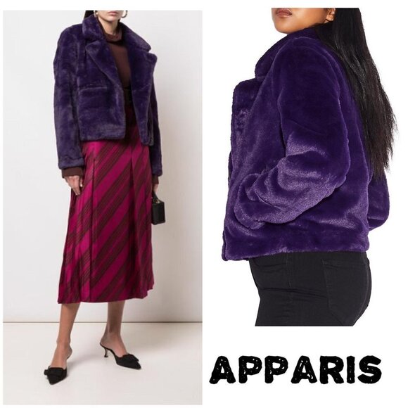 Apparis Womens High Demand Faux Fur Asymmetrical Jacket Purple Size M